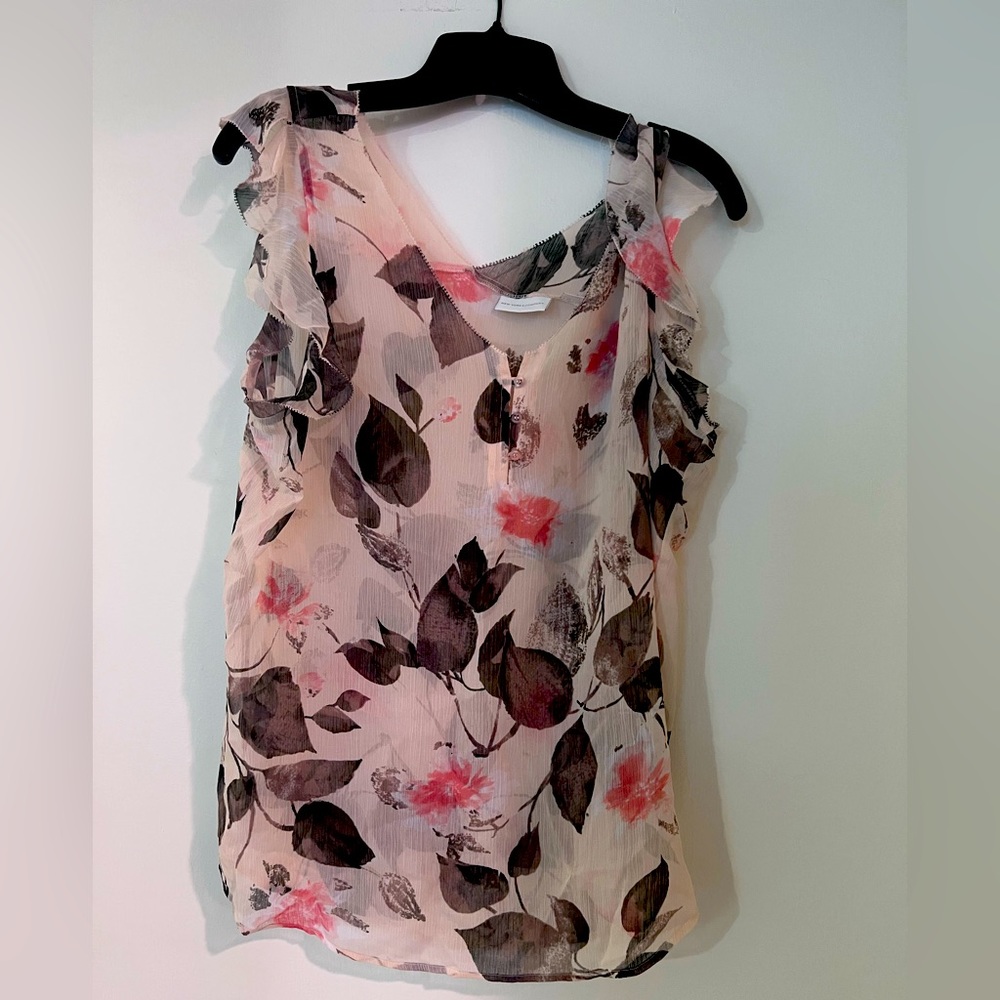 NY&Co Pink Sheer Floral Blouse